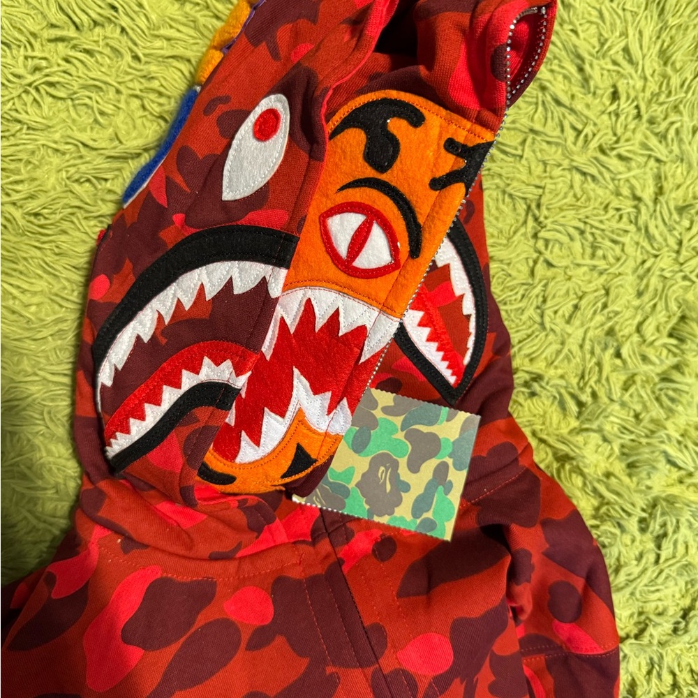BAPE Red Camo Shark Hoodie